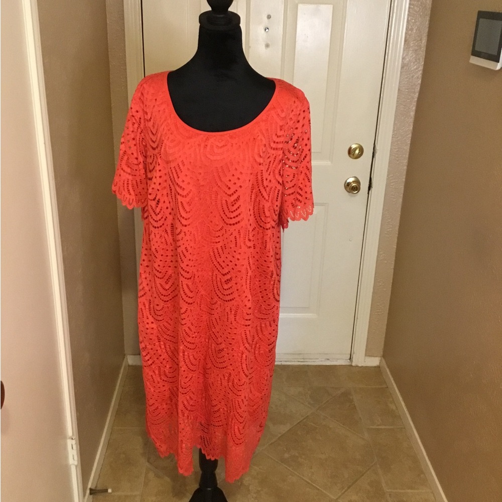 Vibrant Orange Lace Dress